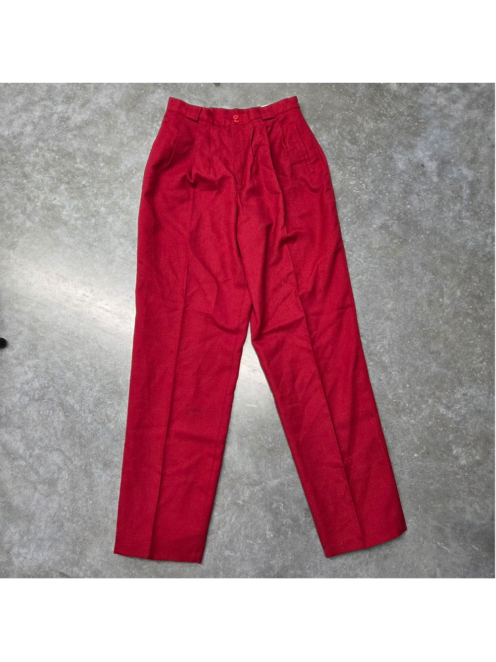 Vintage Herman Geist Red Wool Pleated Trousers High Waisted 80s 90s Academia
